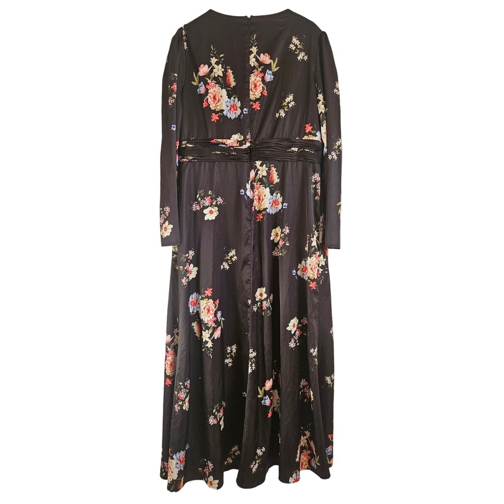 Mac Duggal Black Floral Maxi Dress Size 16 - Picture 12 of 14
